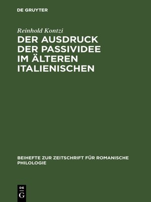 cover image of Der Ausdruck der Passividee im älteren Italienischen